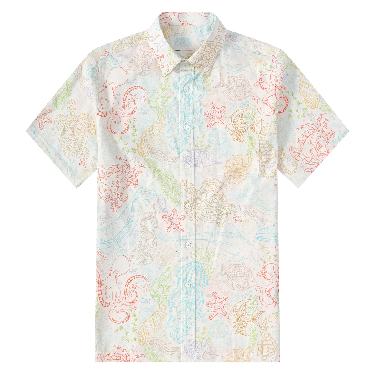 Marine World Pattern Button Short Sleeve Shirt