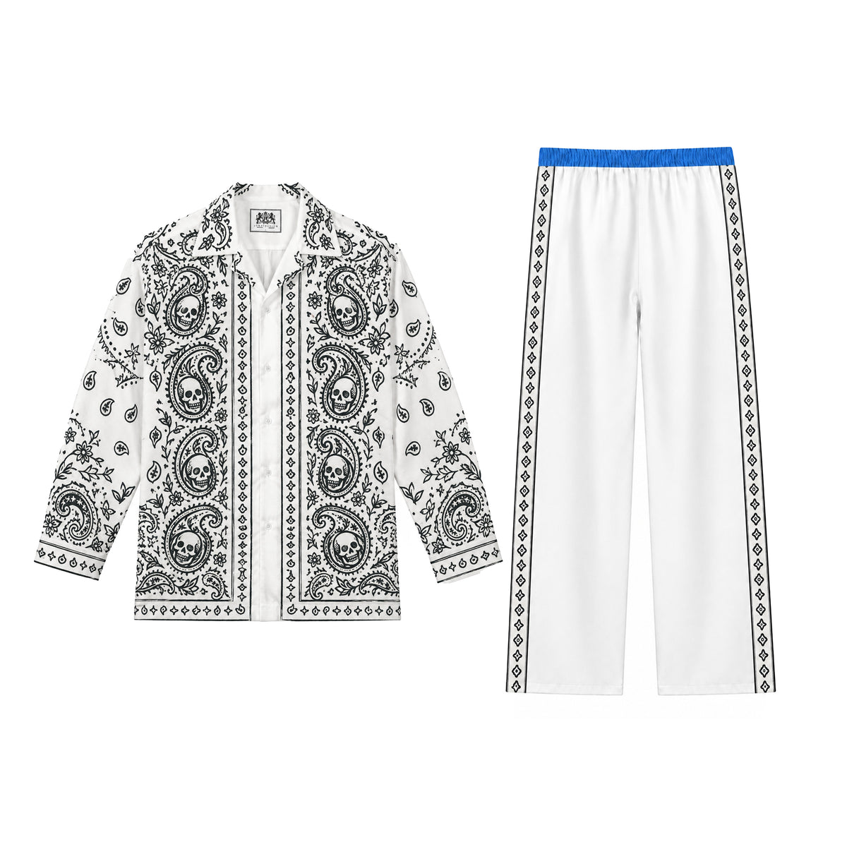 Diamond-shaped star trail small square flower Print Casual Trousers With Elastic Waistband