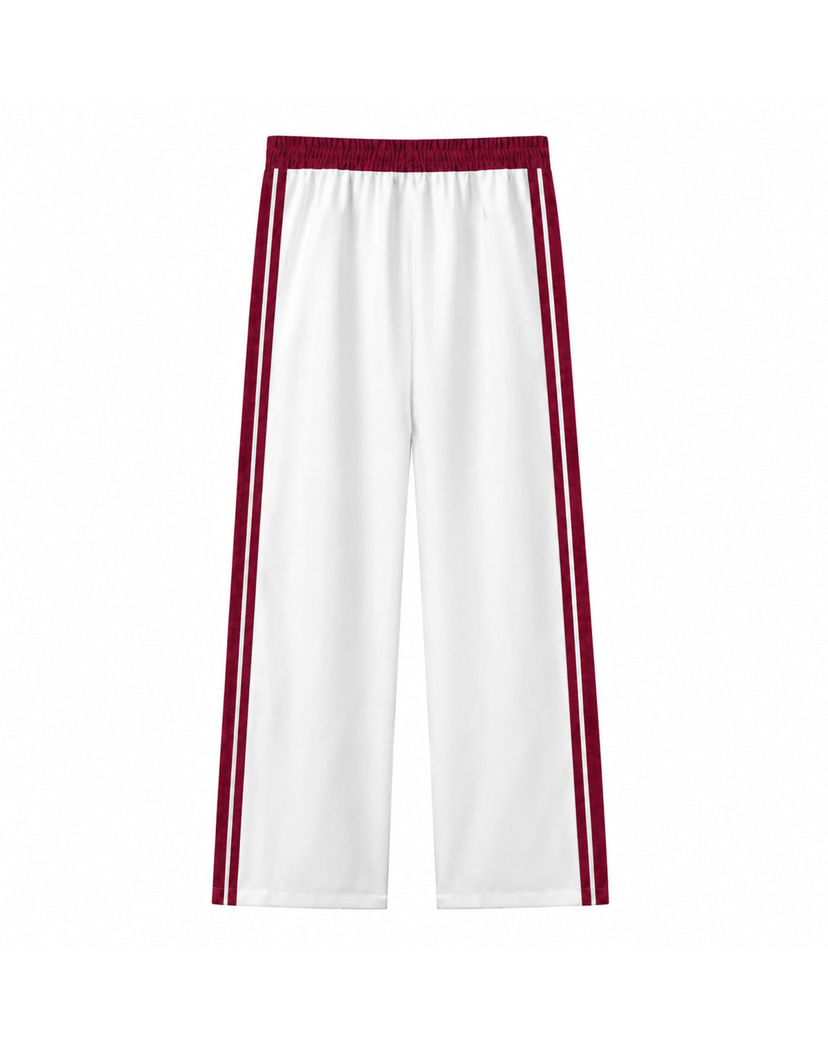 White Burgundy Double Stripe Retro Straight Leg Track Pants