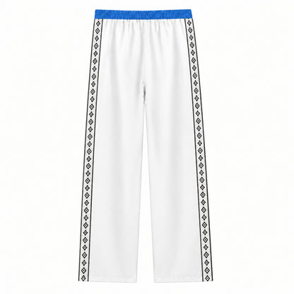 Diamond-shaped star trail small square flower Print Casual Trousers With Elastic Waistband