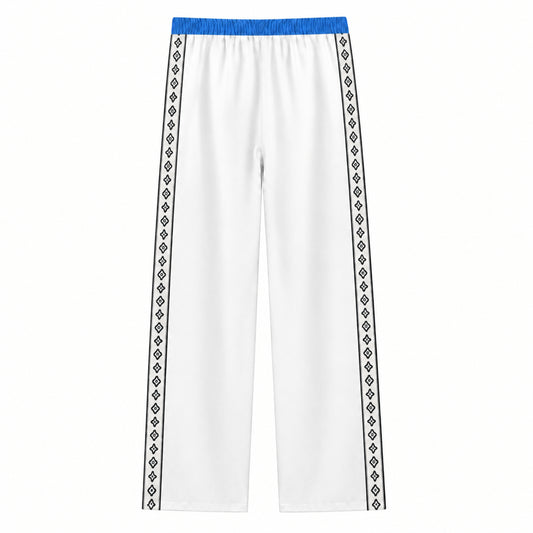 Diamond-shaped star trail small square flower Print Casual Trousers With Elastic Waistband