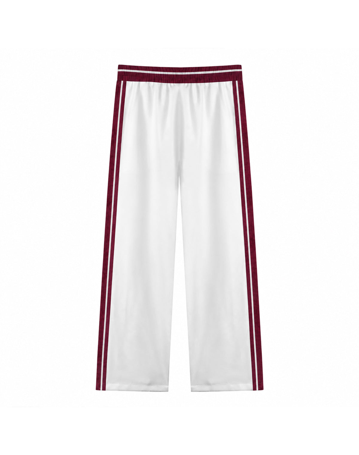White Burgundy Double Stripe Retro Straight Leg Track Pants