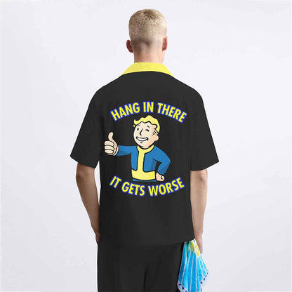 Black Casual Camp Collar Short Sleeve Shirt