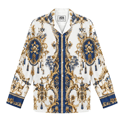 Royal Vintage Damask Tassel Print Button Up Shirt