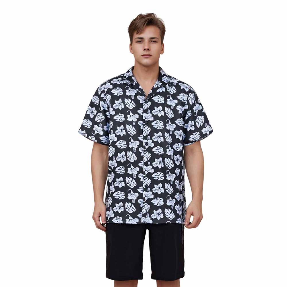 Hawaiian Blue Floral Elastic Waistband Summer Casual Shorts