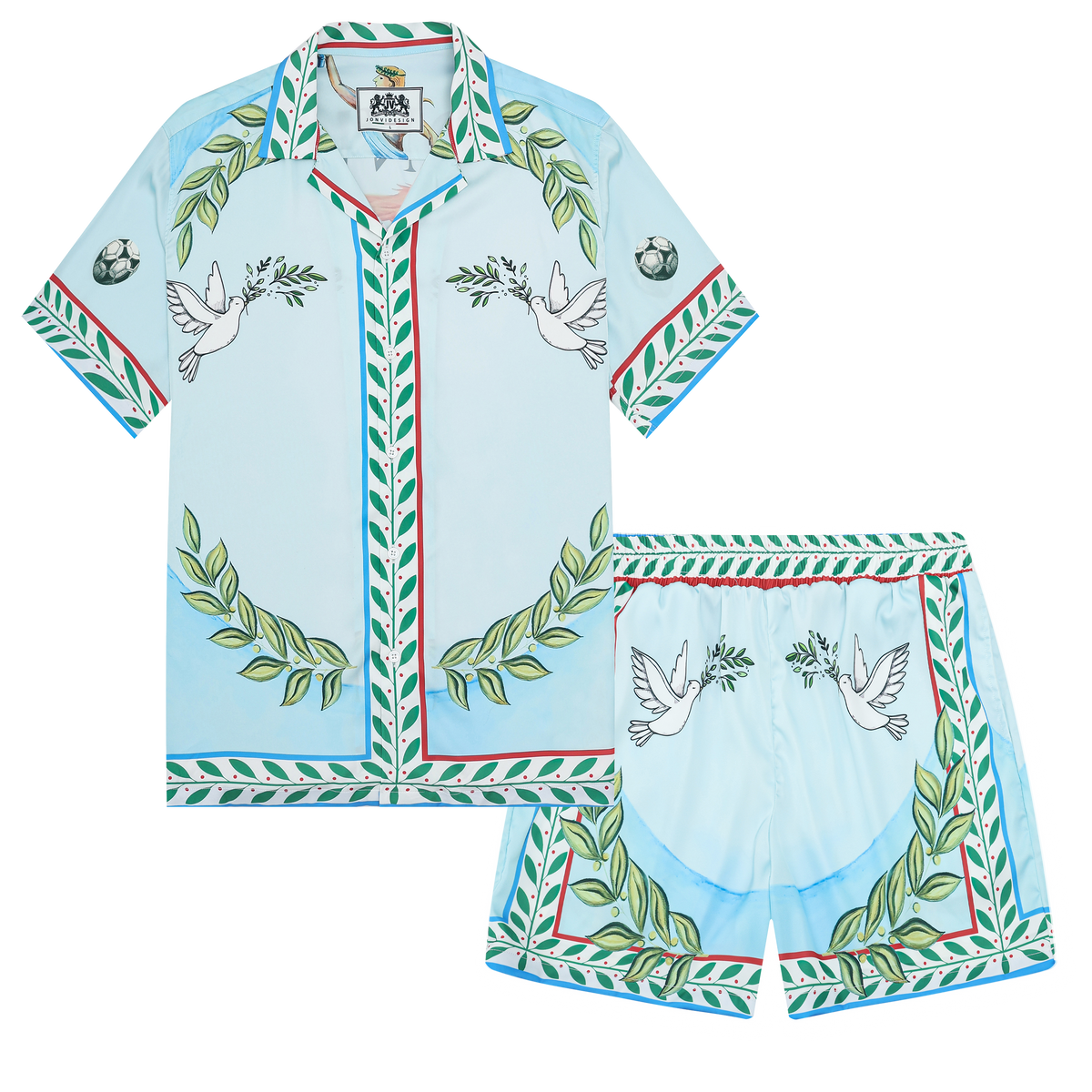 Ancient Fire Greek Torch Bearer Print Camp Collar Short Sleeve Shirt