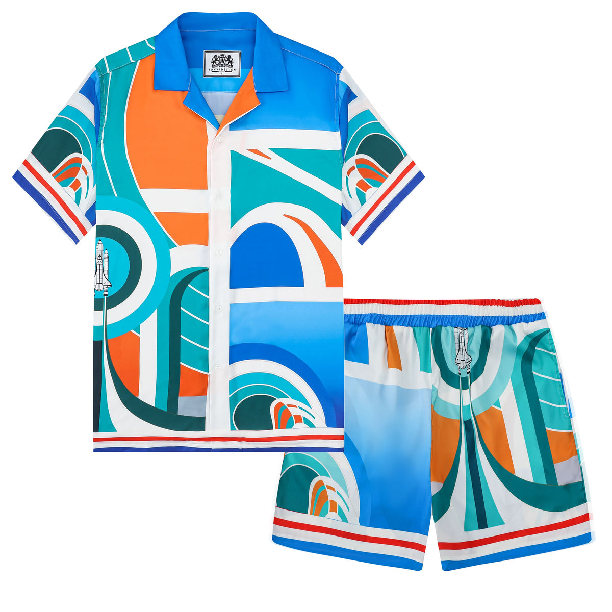 Graphic Pattern Elastic Waistband Summer Casual Shorts