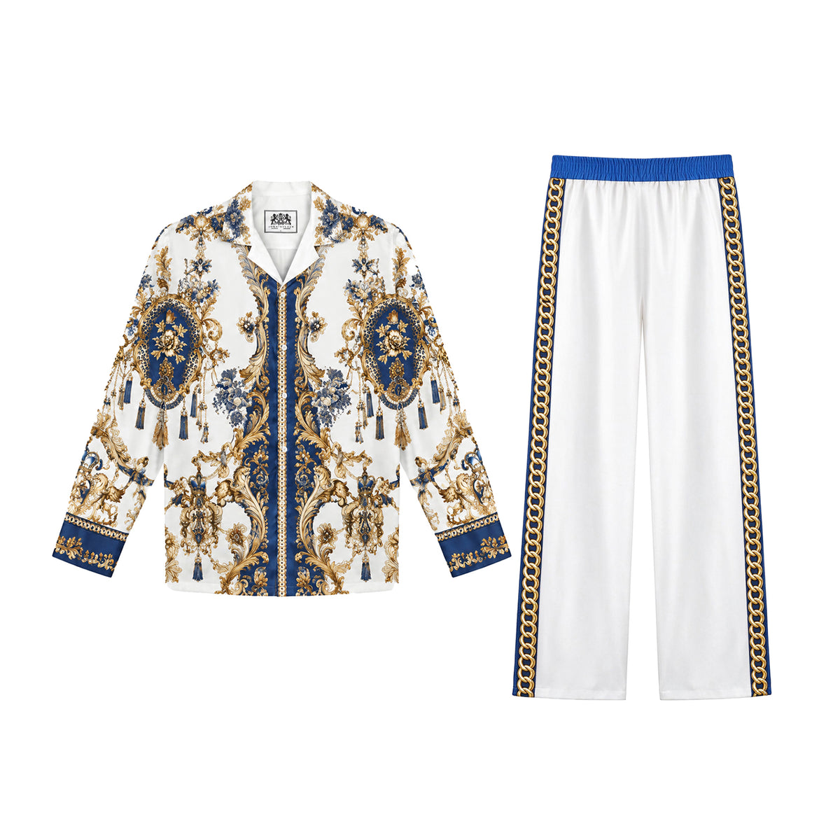 Gothic Vintage Royal Gold Scroll Two Piece Streetwear Outfit