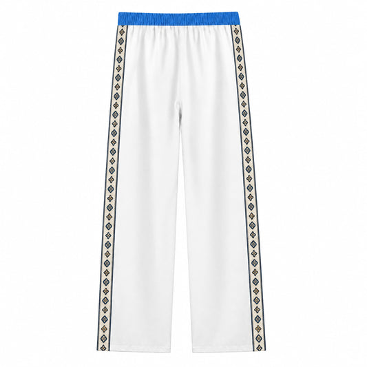 Four-leaf clover square flower Print Casual Trousers With Elastic Waistband