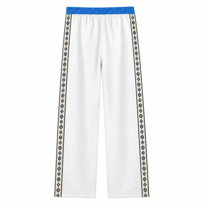 Four-leaf clover square flower Print Casual Trousers With Elastic Waistband
