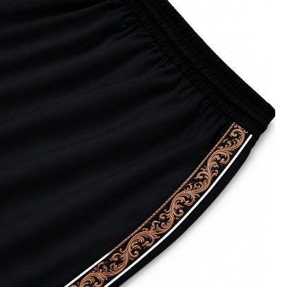 Black Gold Baroque Side Stripe Wide Leg Track Pants