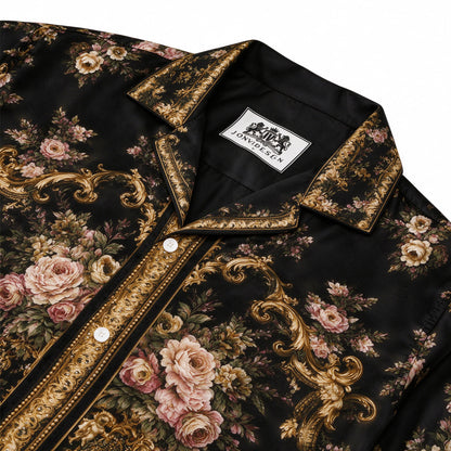 Baroque Gold Pink Rose Cherub Long Sleeve Shirt