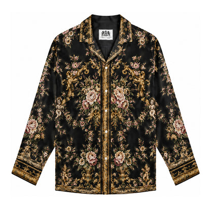 Baroque Gold Pink Rose Cherub Long Sleeve Shirt