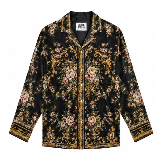 Baroque Gold Pink Rose Cherub Long Sleeve Shirt