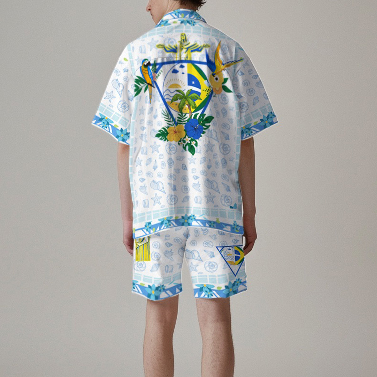 Jesus Statue Bird Beach Wear Camp Collar Casual Shirt