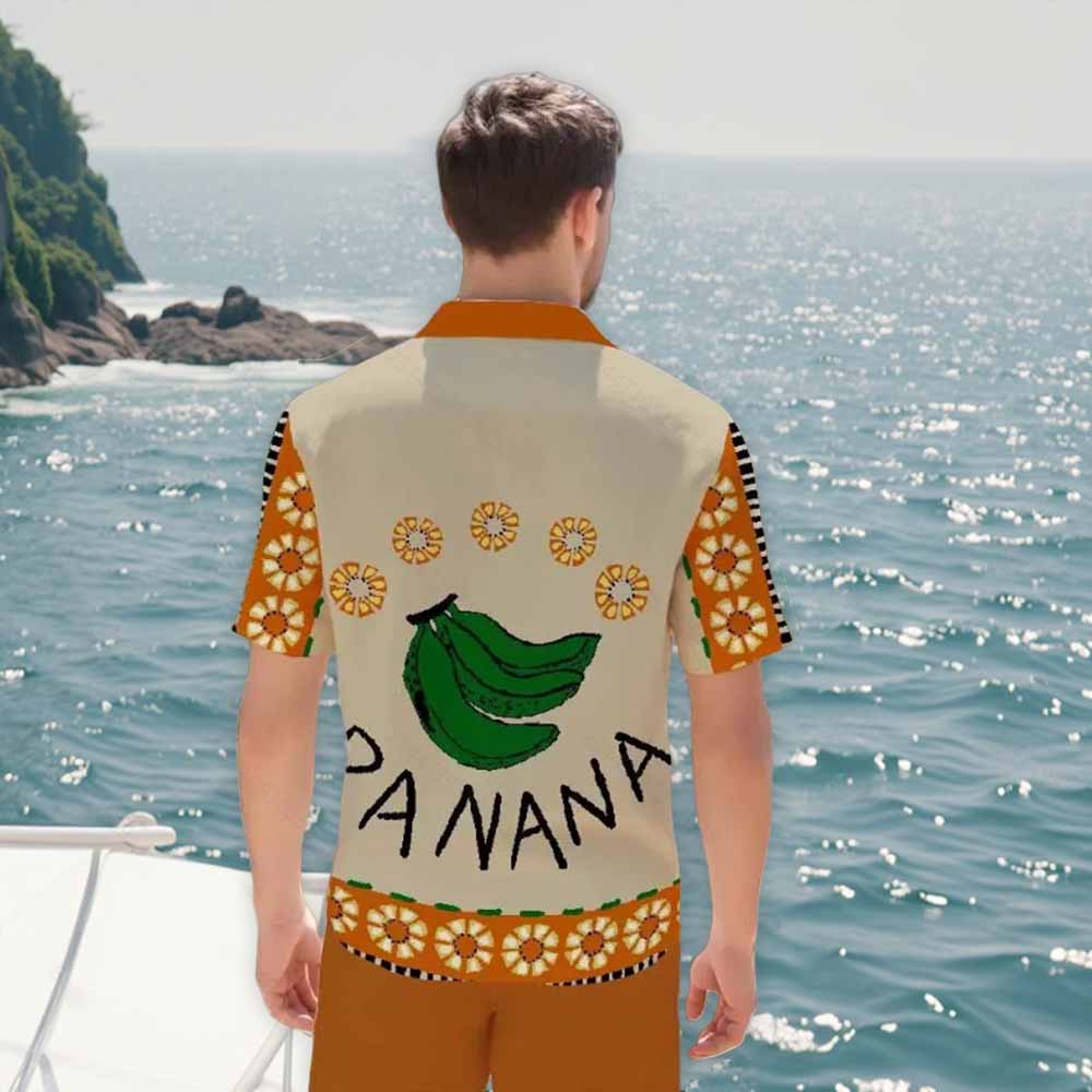 Creative Banana Pattern Camp Collar Short Sleeve Shirt