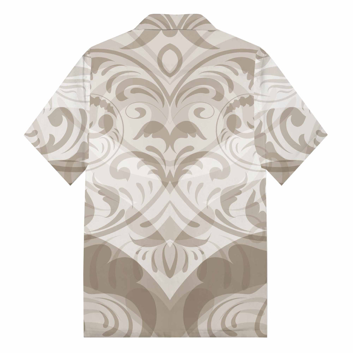 Light Brown On White Polynesian Camp Collar Short Sleeve Shirt