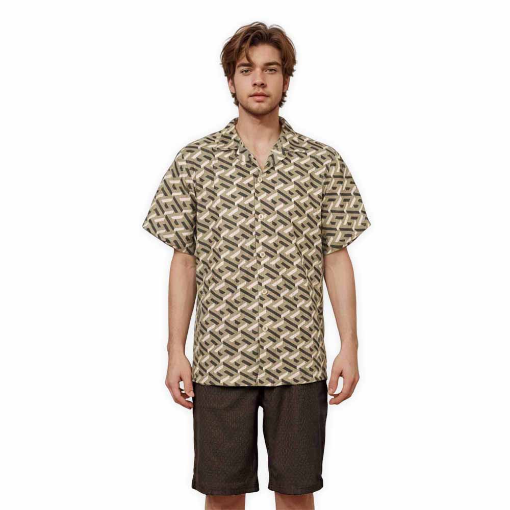 Maze Alphabet Pattern Elastic Waistband Summer Casual Shorts