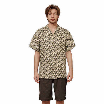 Maze Alphabet Pattern Elastic Waistband Summer Casual Shorts