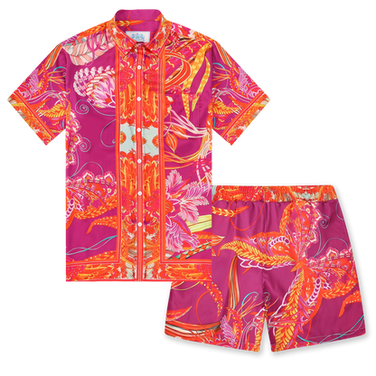 Gorgeous Butterflies Pattern Silk Fiber Short Sleeve Shirt