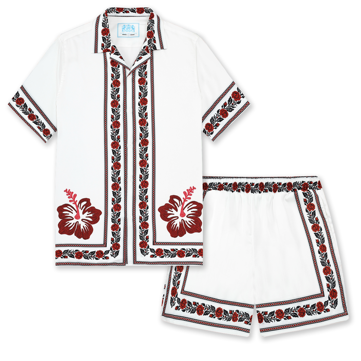Floral Pattern Cherry Printed Waistband Shorts
