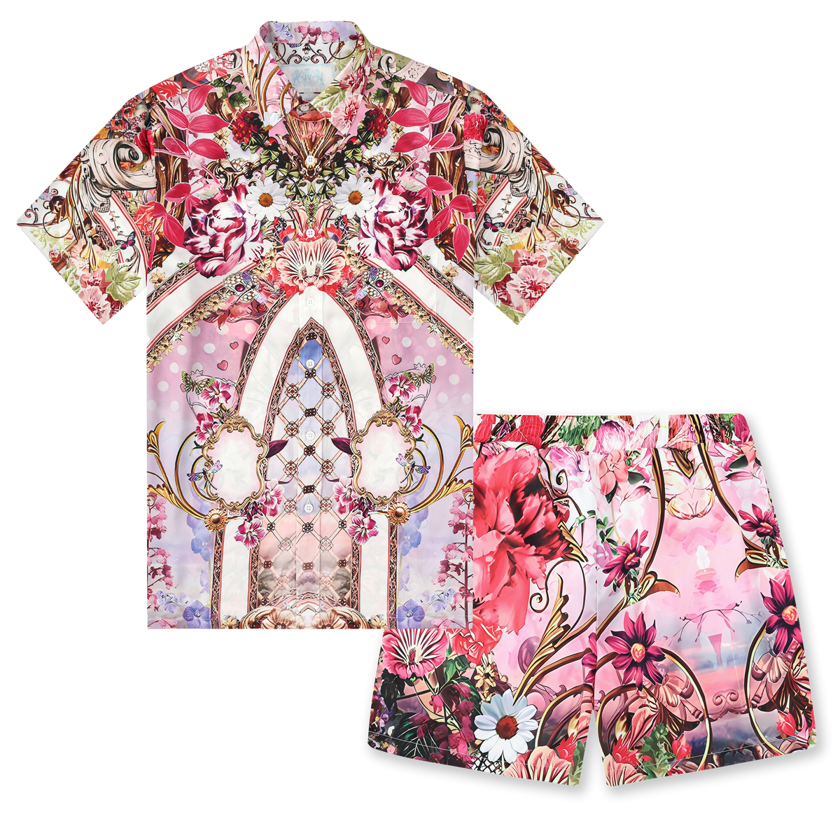 Floral Blossom Pattern Printed Waistband Shorts