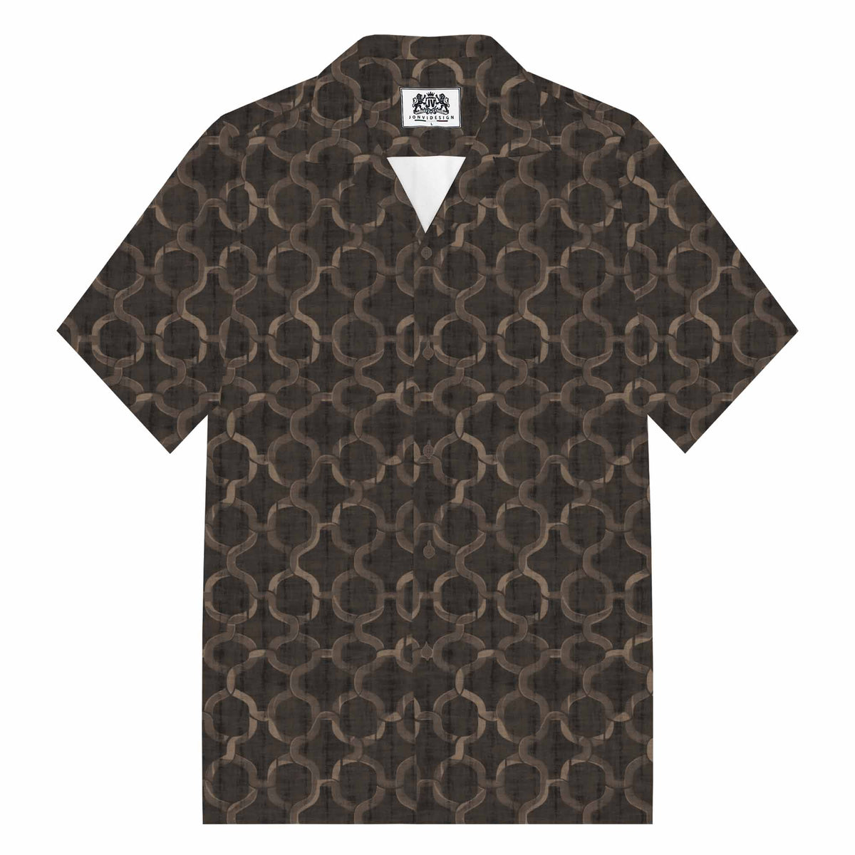 Hawaiian Gold Mesh Camp Collar Short Sleeve Shirt
