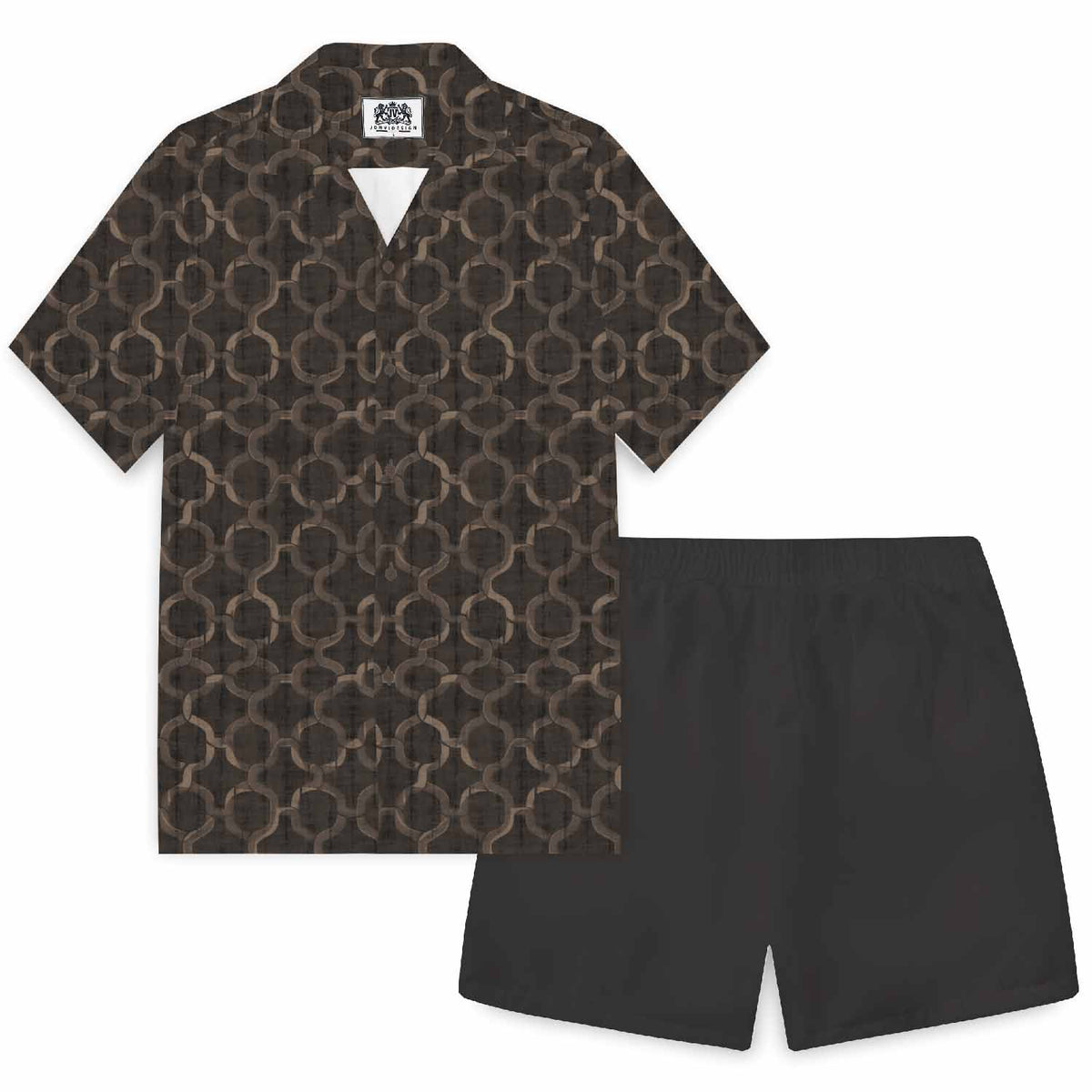 Hawaiian Gold Mesh Camp Collar Short Sleeve Shirt