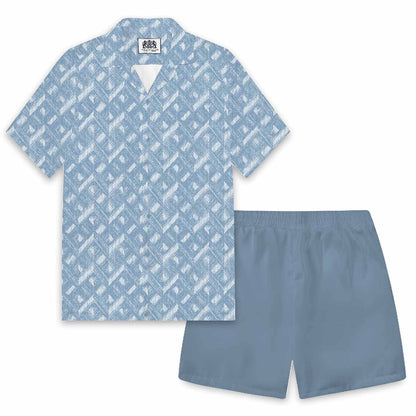 Blue Printed Camp Collar Resort Shirt