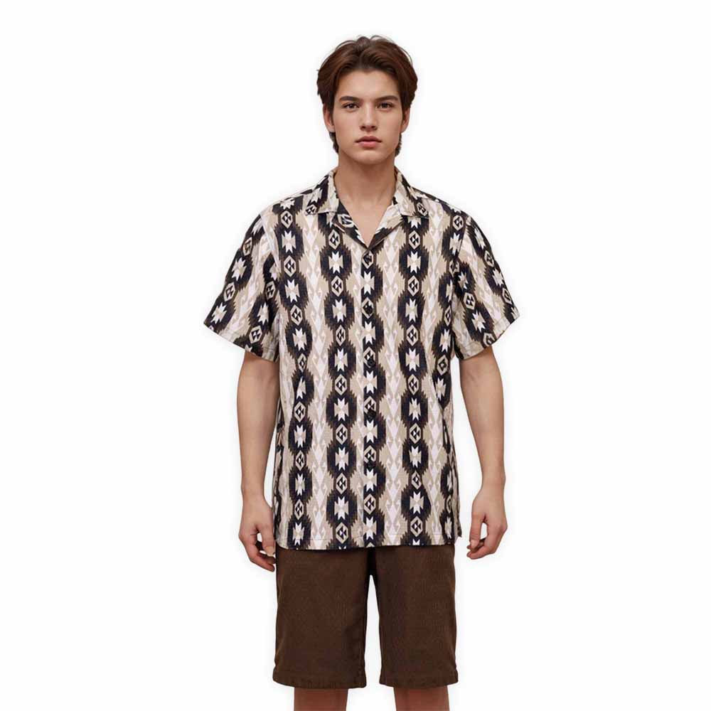 Retro Ethnic Pattern Elastic Waistband Summer Casual Shorts