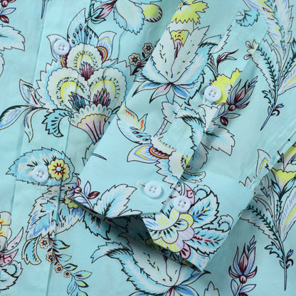 Blue Floral Button Down Shirt Jonvidesign