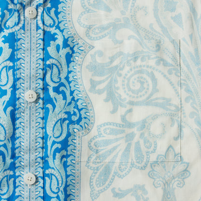 Blue Paisley Pattern Short Sleeve Shirt Jonvidesign