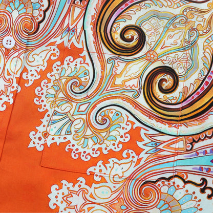 Boho Paisley Pattern Long Sleeve Button Down Casual Shirt Jonvidesign
