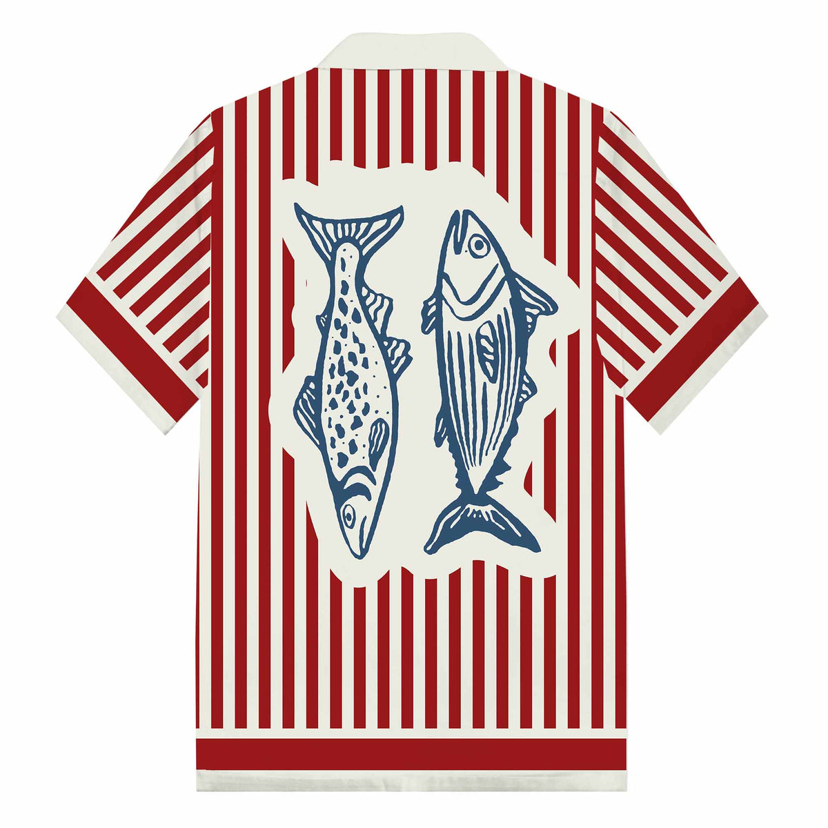 Summer Vacation Retro Fish Pattern Camp Collar Short Sleeve Shirt