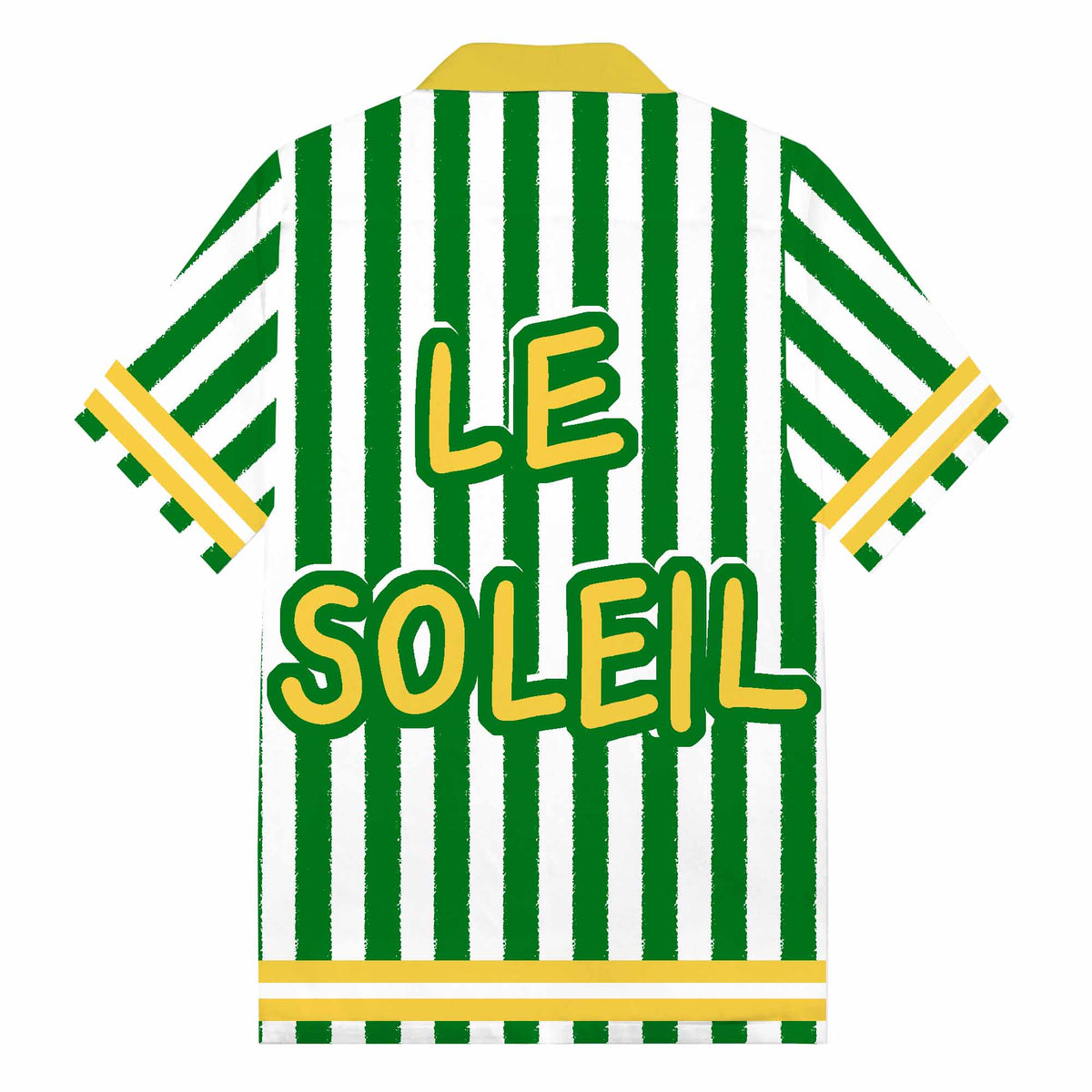 Green Vertical Stripes Camp Collar Short Sleeve Shirt