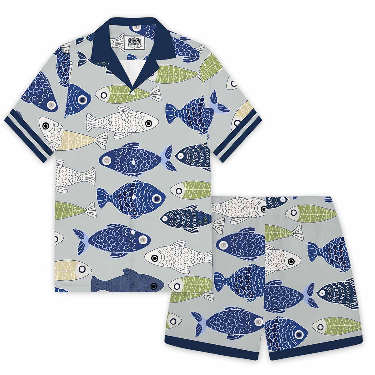 Hawaiian Fish Pattern Elastic Waistband Summer Casual Shorts