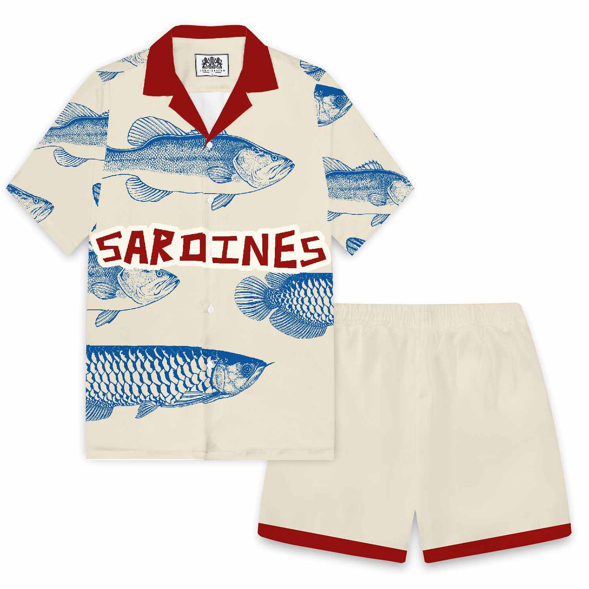 Resort Wear Marine Fish Print Elastic Waistband Summer Casual Shorts