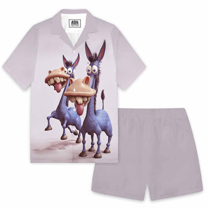 Funny Donkey Print Elastic Waistband Summer Casual Shorts