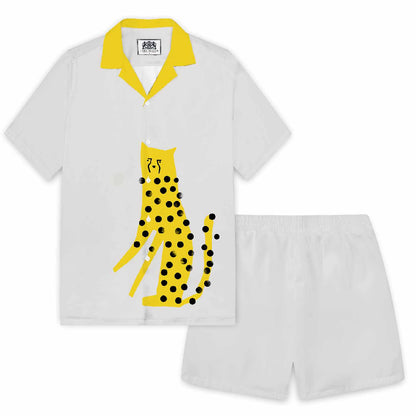 Abstract Painting Leopard Print Elastic Band Casual Shorts