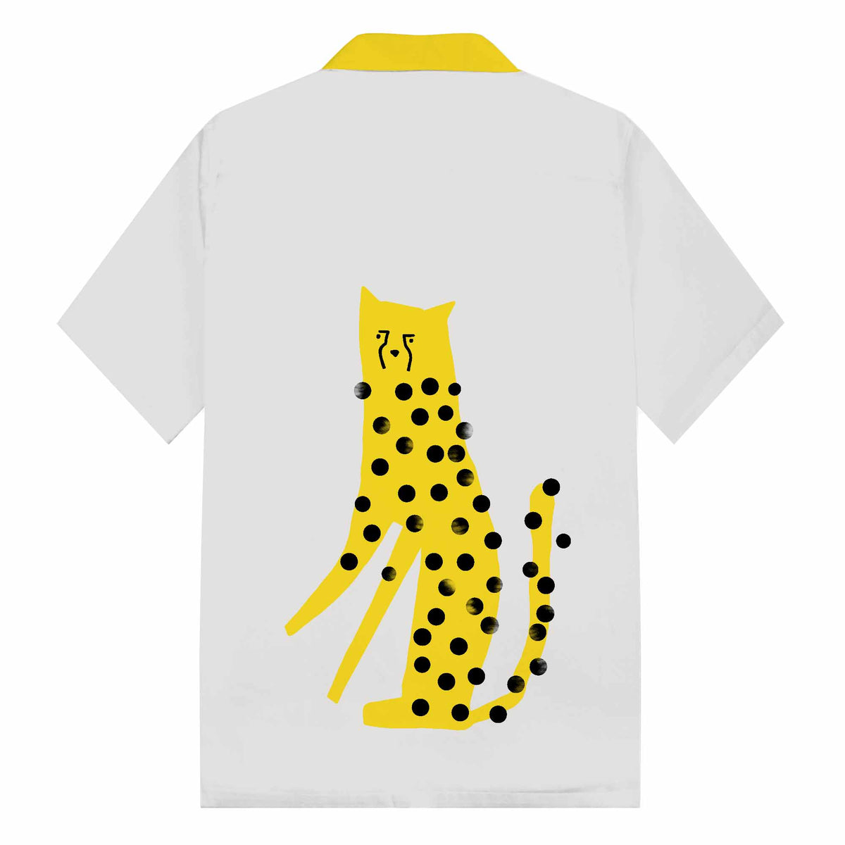 Abstract Painting Leopard Print Camp Collar Short-Sleeved Shirt