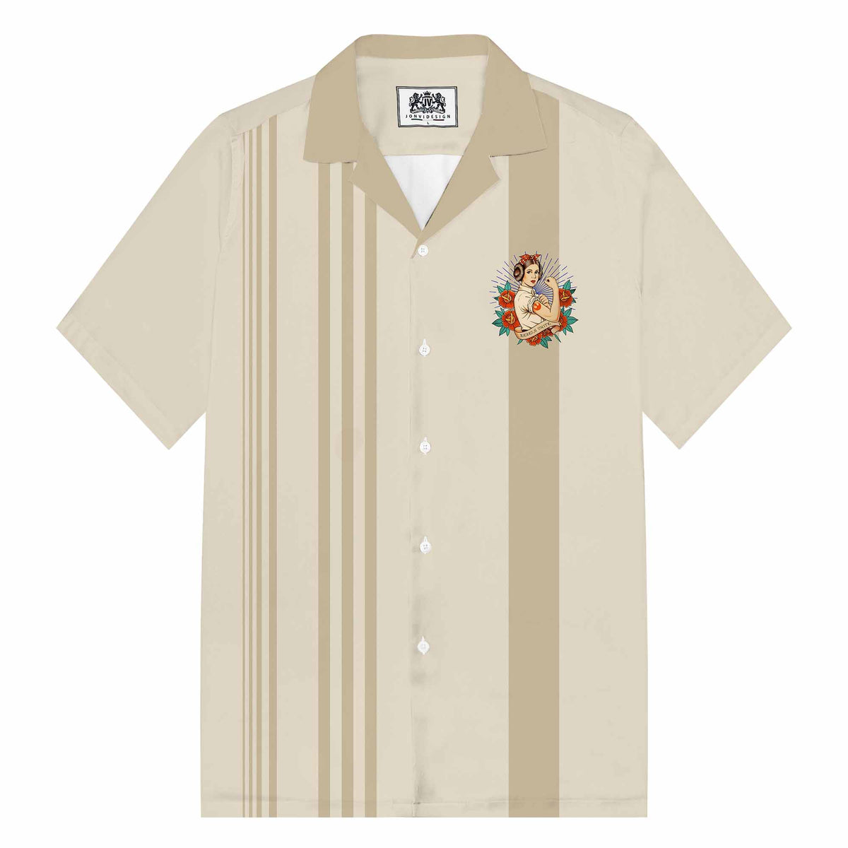 Rebels Unite Print Camp Collar Short Sleeve Shirt