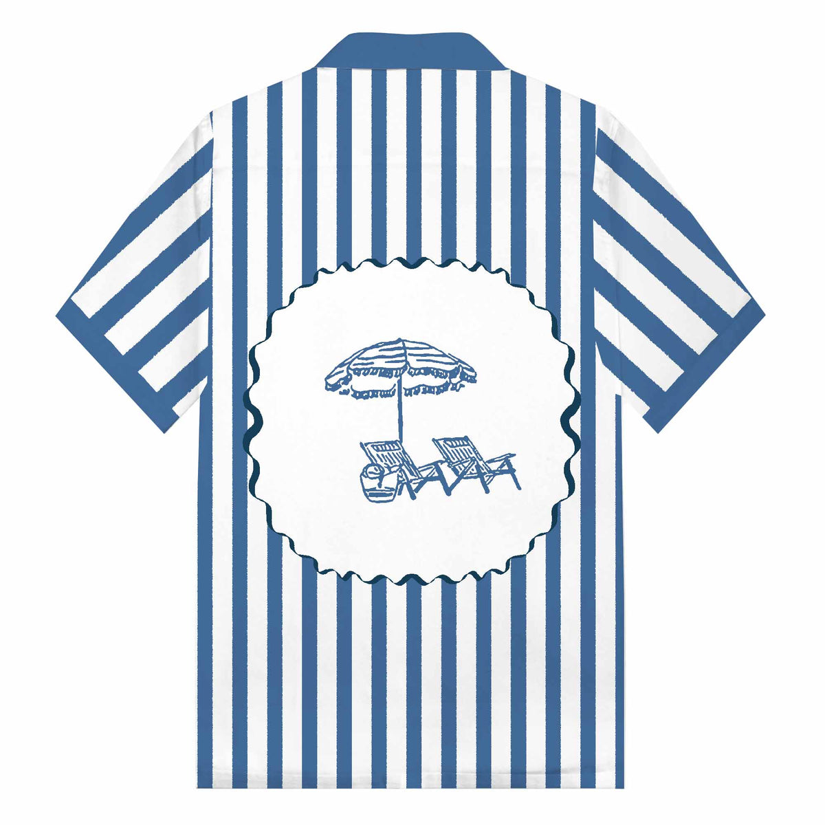 Vertical Striped Beach Style Print Camp Collar Short Sleeve Shirt