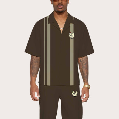 Chicken Game Don't Look At This Chicken Camp Collar Short-Sleeved Shirt