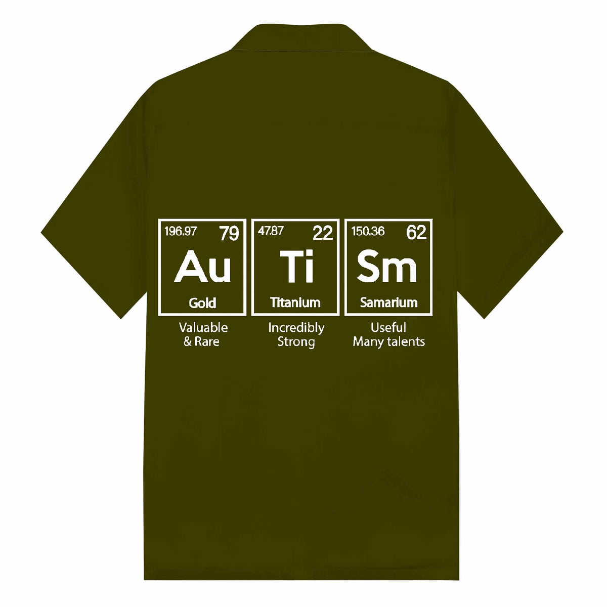 Autism Awareness Elements Periodic Camp Collar Short-Sleeved Shirt