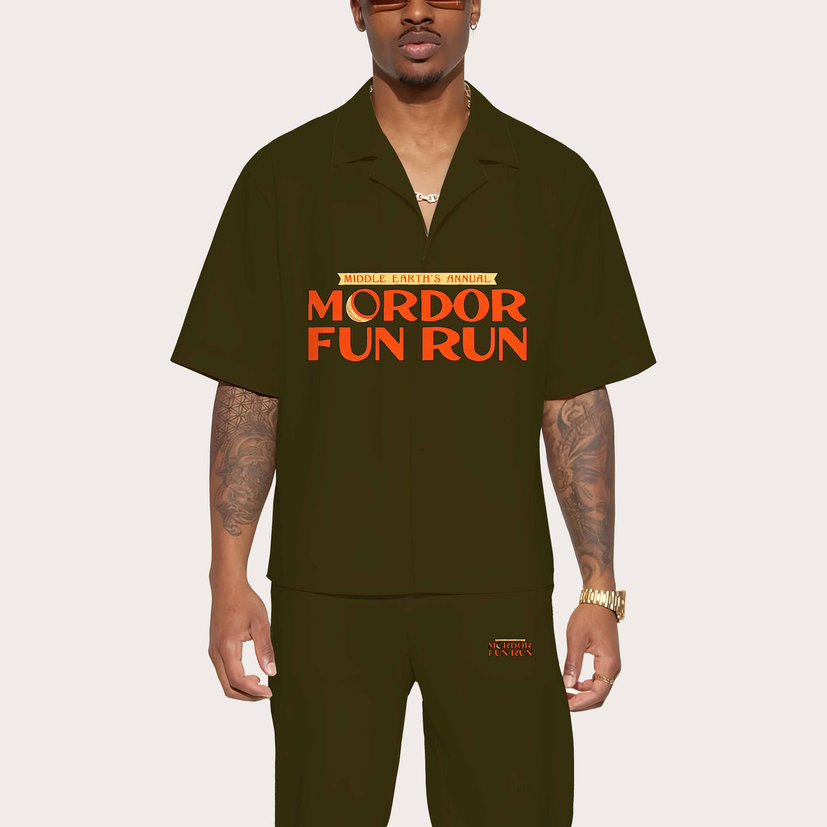 Mordor Fun Run Camp Collar Short-Sleeved Shirt