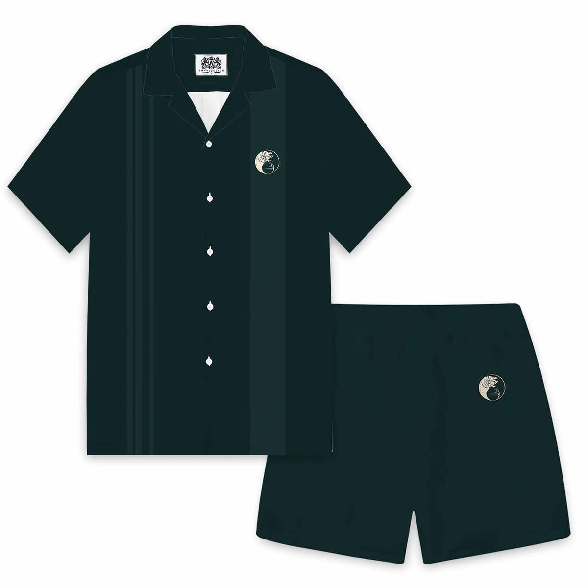 Simple Black Casual Camp Collar Short-Sleeved Shirt