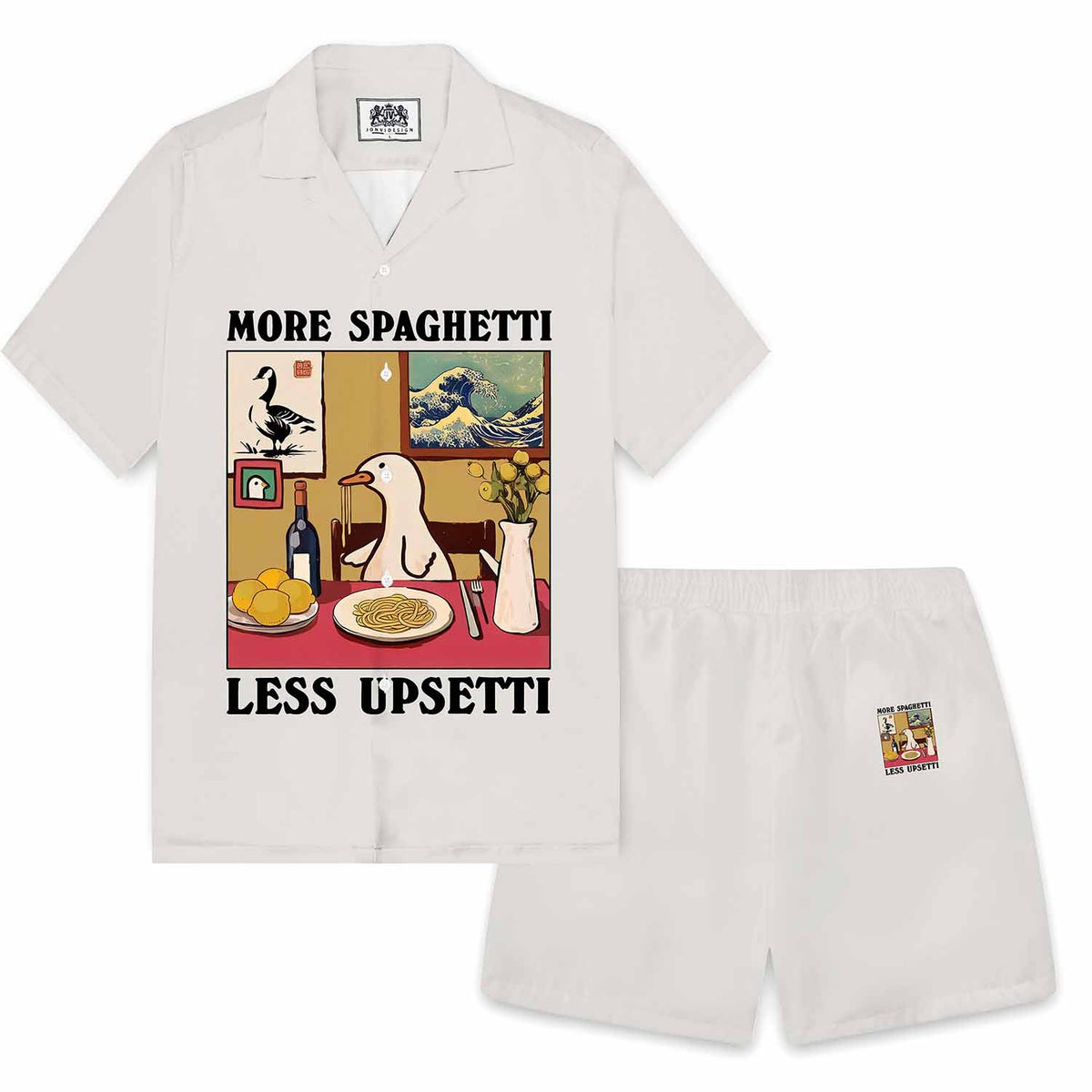 Summer More Spaghetti Less Upsetti Print Elastic Band Casual Shorts