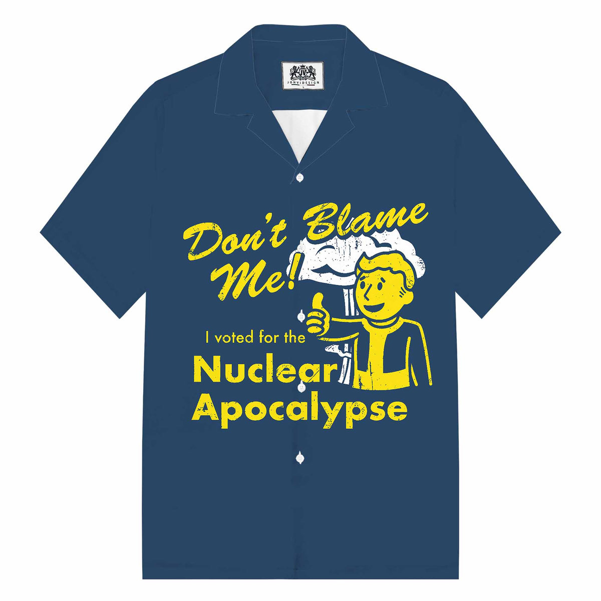 Don’t Blame Me Print Camp Collar Short-Sleeved Shirt