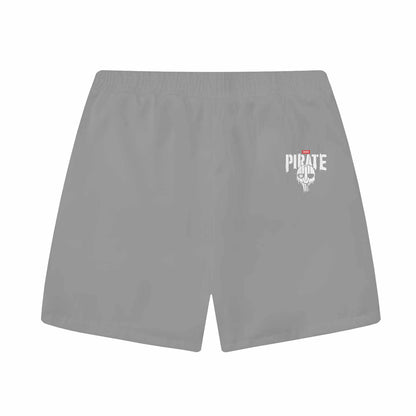 PIRATE Print Grey Elastic Band Casual Shorts