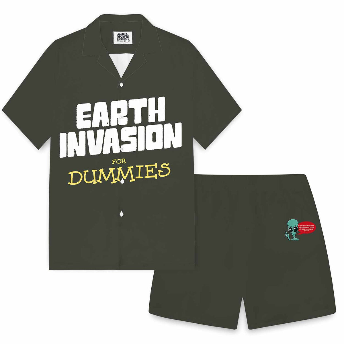 Earth Invasion For Dummies Camp Collar Short-Sleeved Shirt